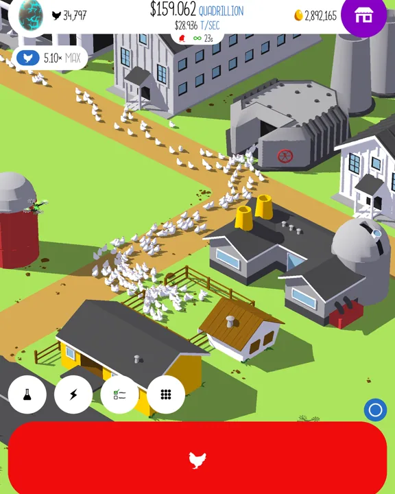 Quinta isométrica colorida de um jogo idle